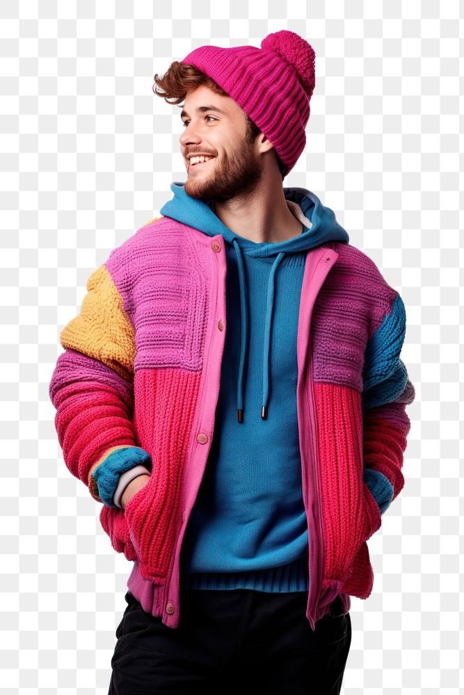 PNG Colorful sweater sweatshirt beanie coat. AI generated Image by rawpixel.