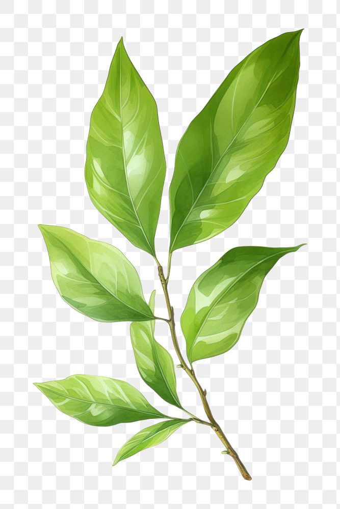PNG Green tea leaf plant herbs tree. AI generated Image by rawpixel.