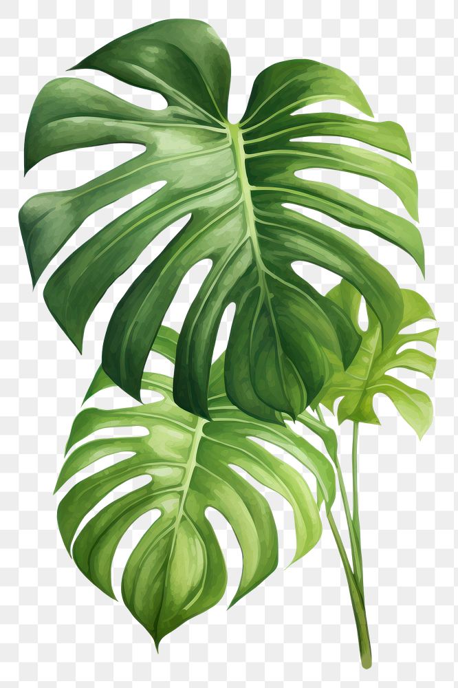 PNG Monstera leaf plant white background xanthosoma. 