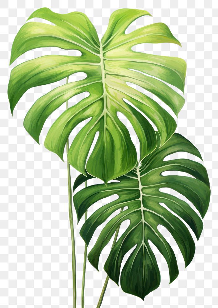 PNG Monstera leaf plant tree white background. AI generated Image by rawpixel.