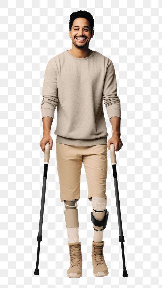 PNG Disabled man standing smiling adult. AI generated Image by rawpixel.