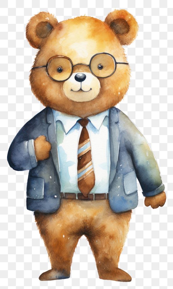 PNG Business bear toy white background representation. AI generated Image by rawpixel.