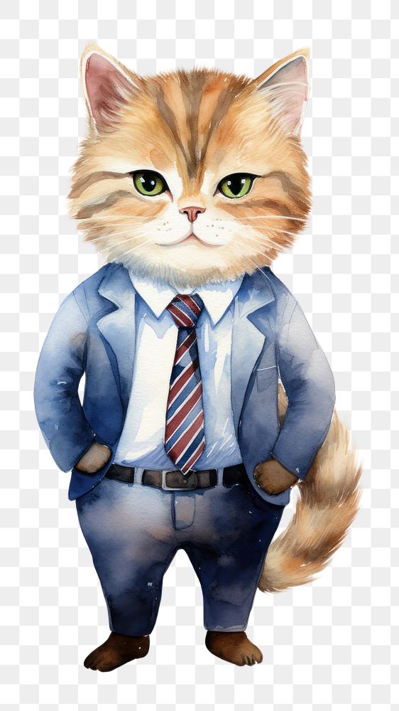 PNG Business cat necktie mammal animal. AI generated Image by rawpixel.