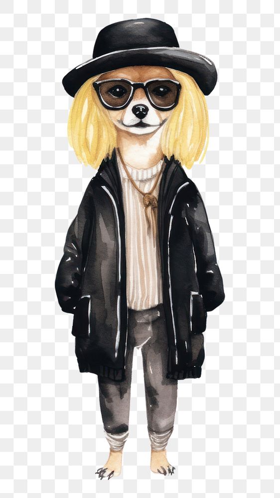 PNG Dog fashionistas cartoon jacket adult. AI generated Image by rawpixel.
