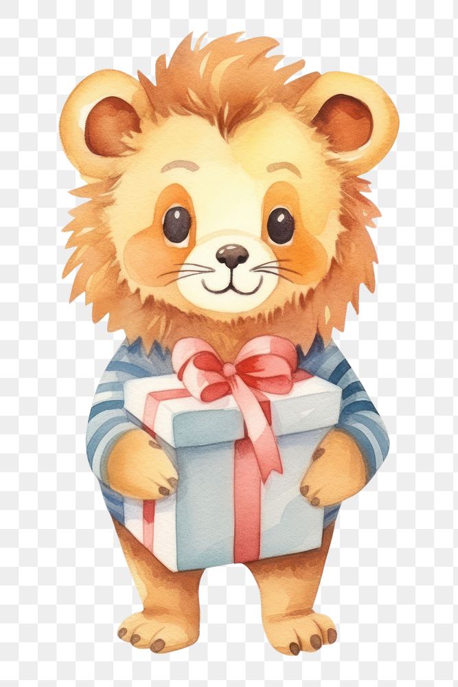 PNG Lion holding shipping box cartoon mammal animal. AI generated Image by rawpixel.