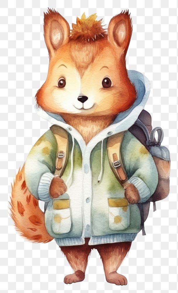 PNG Squirrel wearing autumn clothes jacket white background representation. AI generated Image by rawpixel.