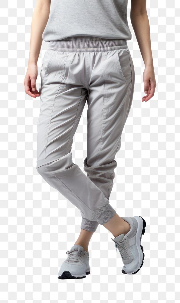 PNG Woman jogger pants footwear shoe white background. AI generated Image by rawpixel.