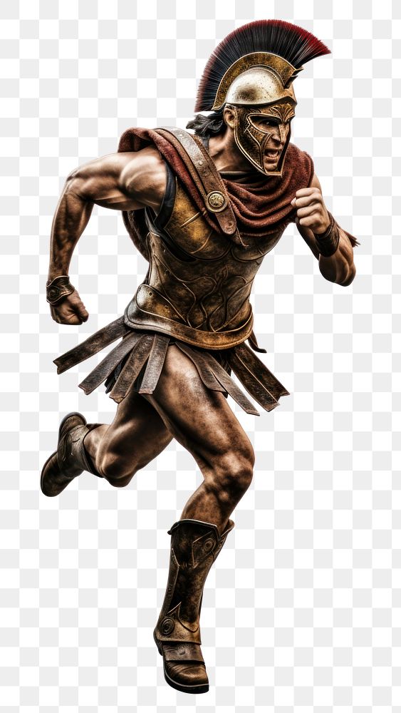 PNG Ancient greek Warrior running adult white background. AI generated Image by rawpixel.