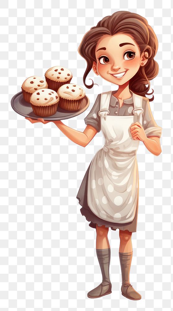 PNG Baking cartoon food girl. AI generated Image by rawpixel.