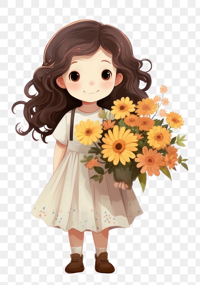 PNG Beautiful flower bouquet cartoon dress plant. 