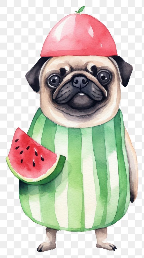 PNG Melon pug watermelon cartoon. AI generated Image by rawpixel.
