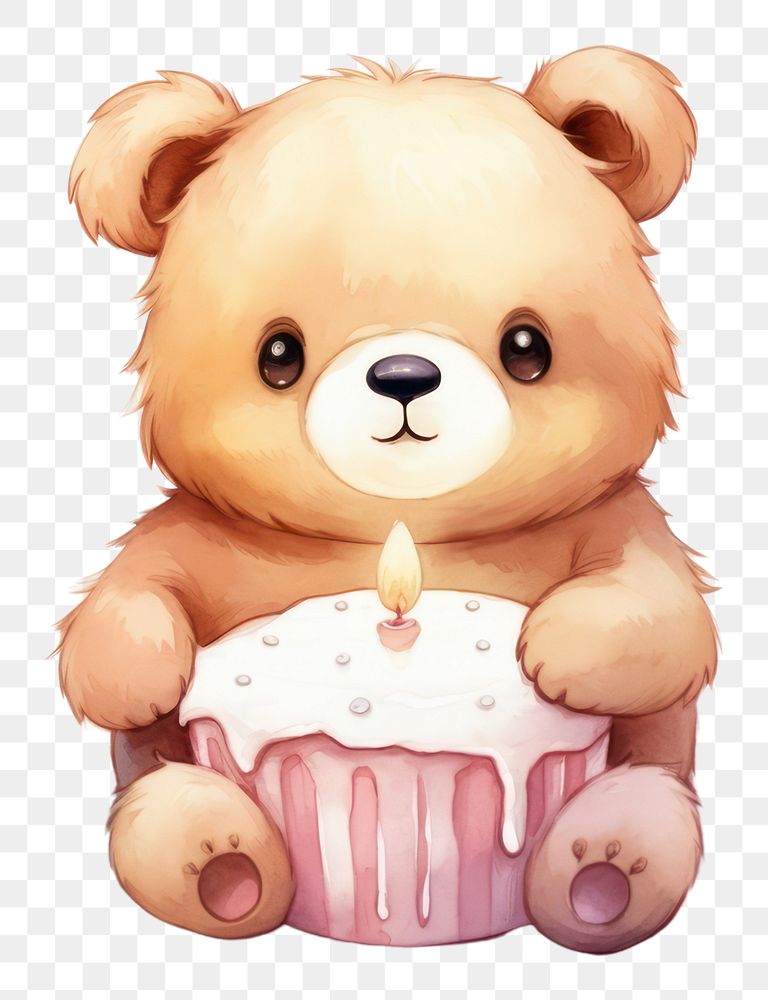 PNG Cake dessert bear toy. 