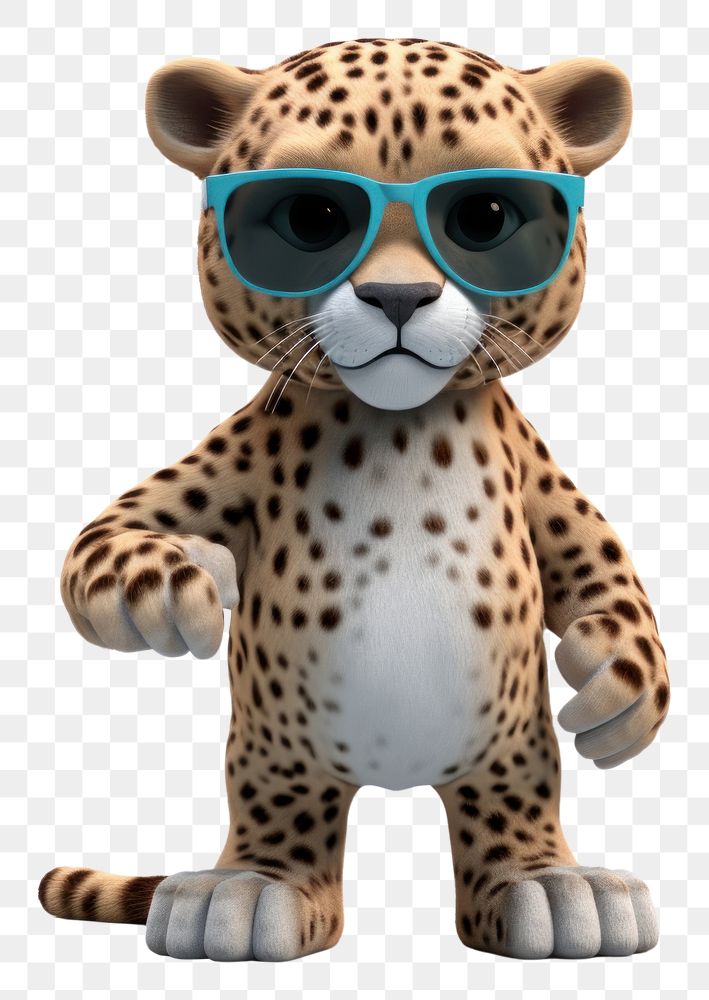 PNG Leopart wearing sunglasses cheetah cartoon mammal. AI generated Image by rawpixel.