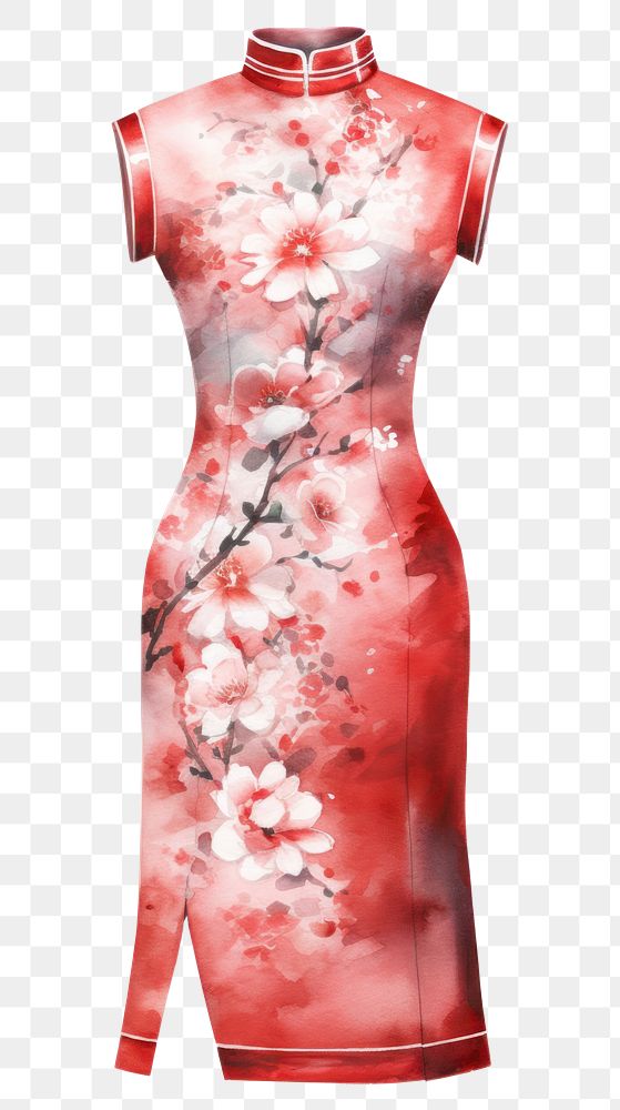 PNG Woman cheongsam qipao dress flower celebration creativity. 