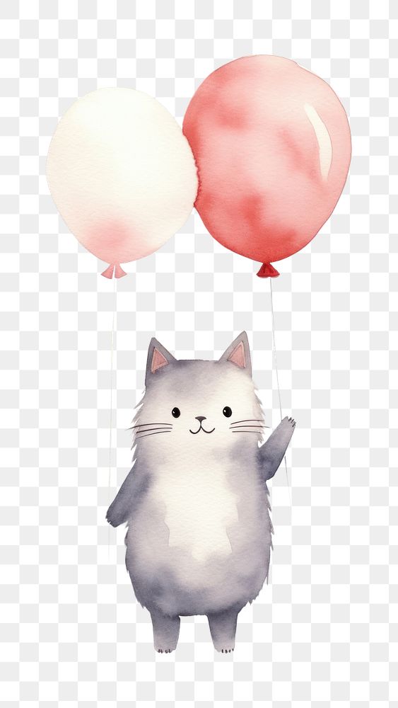 PNG Cat success animal balloon cartoon. AI generated Image by rawpixel.