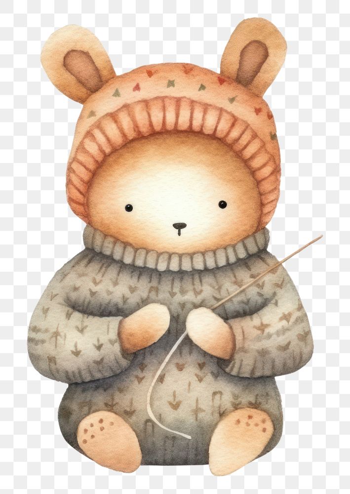 PNG Rabbit knitting cartoon cute toy. AI generated Image by rawpixel.