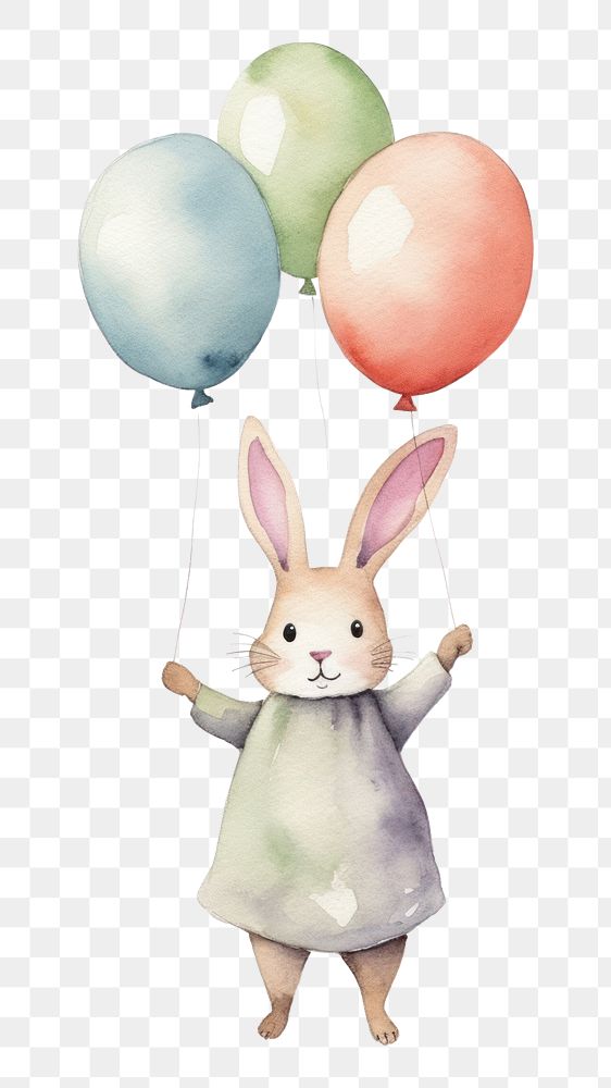 PNG Rabbit success balloon cartoon animal. AI generated Image by rawpixel.