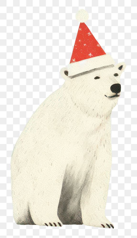 PNG A Happy polar bear celebrating Christmas wearing Santa hat animal christmas mammal