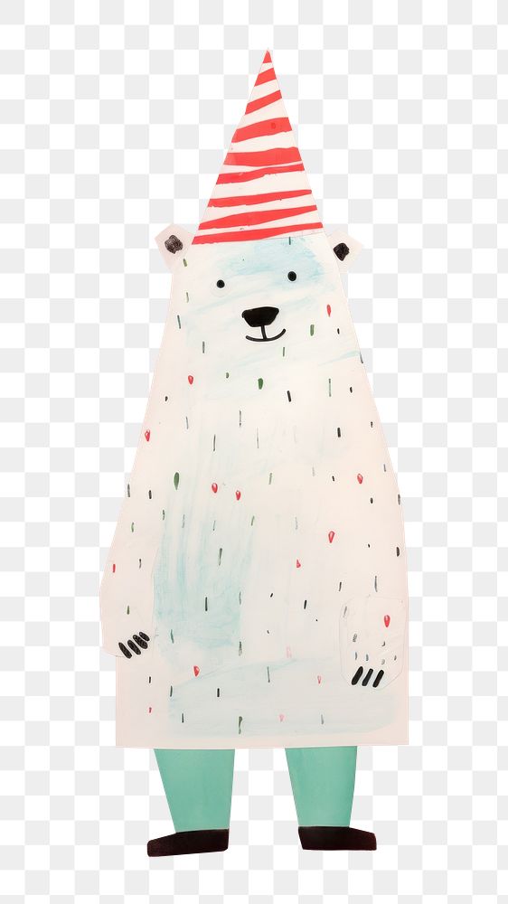 PNG A Happy polar bear celebrating Christmas wearing Santa hat art representation celebration