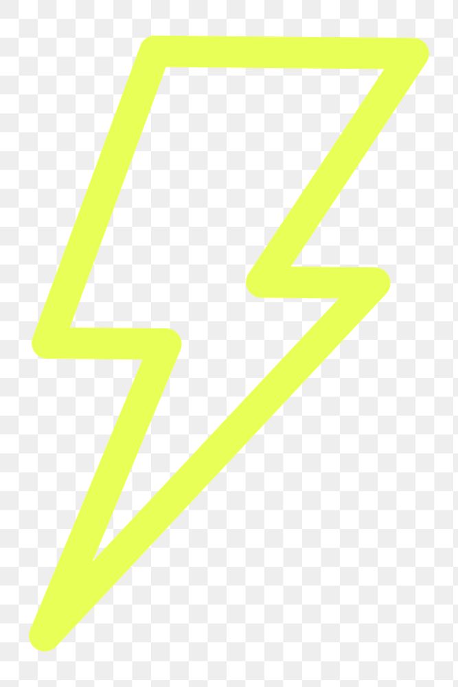Neon yellow lightning png, transparent background