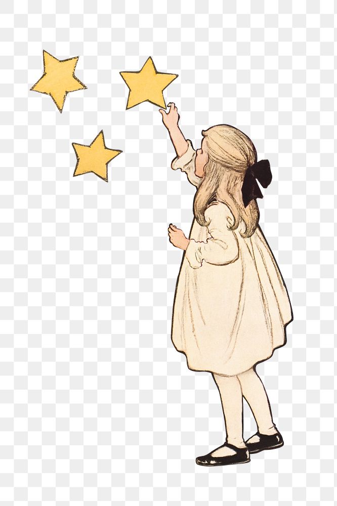 PNG Star rating, vintage girl illustration transparent background