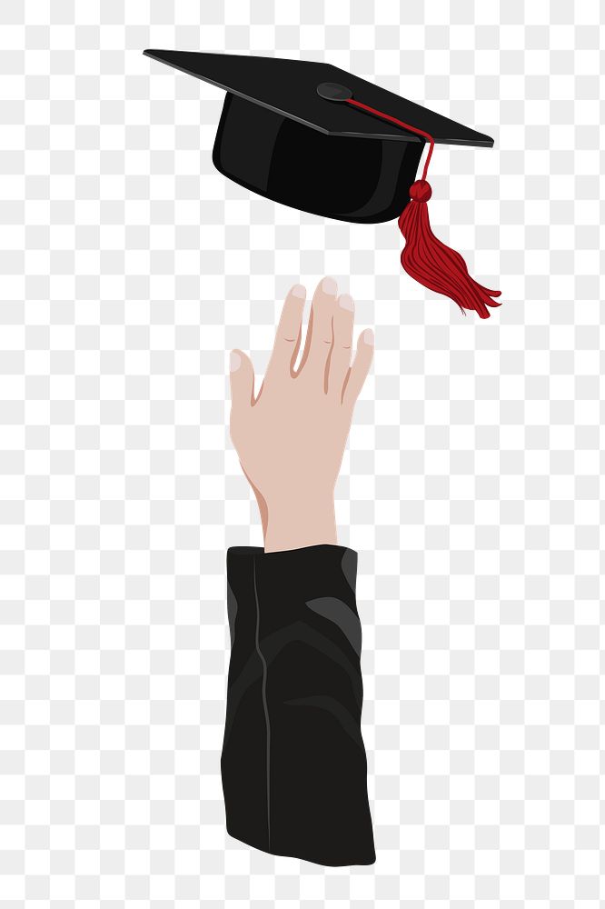 Graduation cap png, aesthetic illustration, transparent background