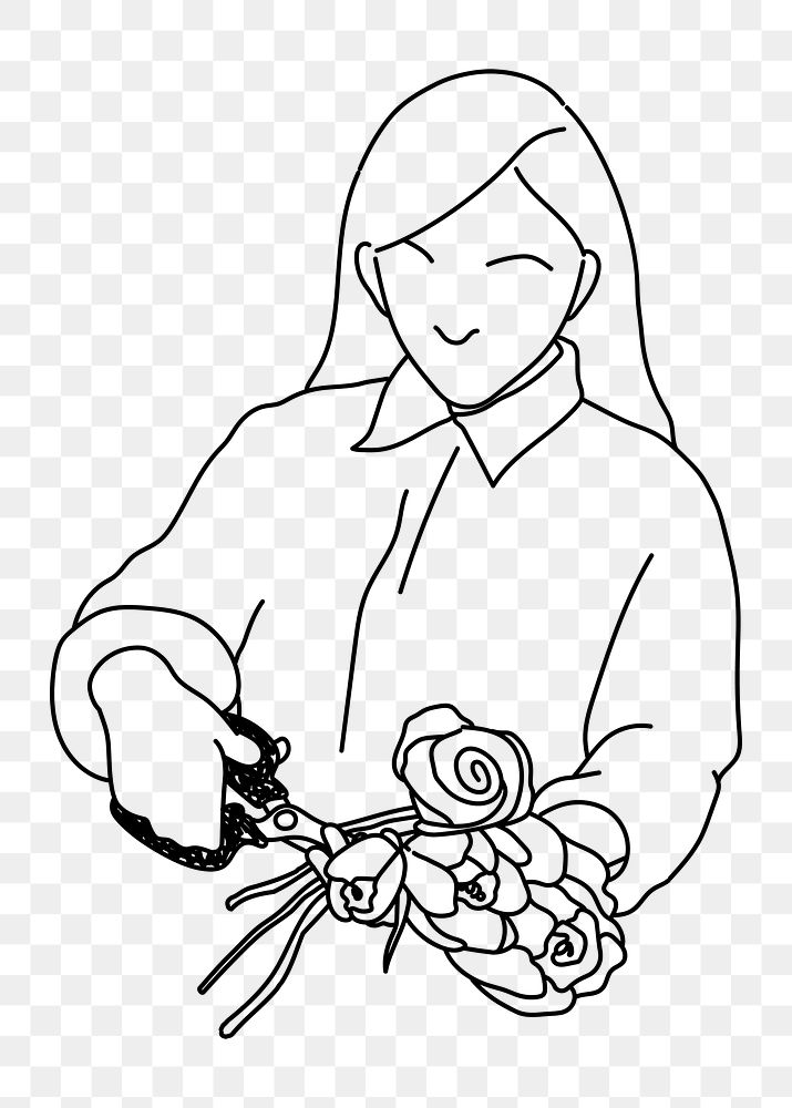 Florist cutting flower png doodle element, transparent background