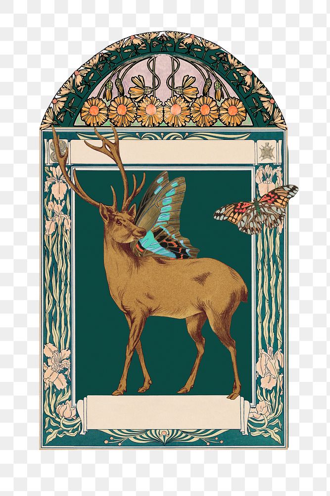 PNG Stag deer, vintage animal illustration, transparent background. Remixed by rawpixel.