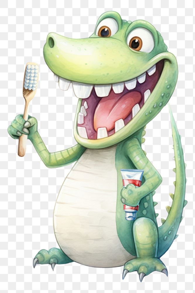 PNG Crocodile brushing teeth. AI generated Image by rawpixel.