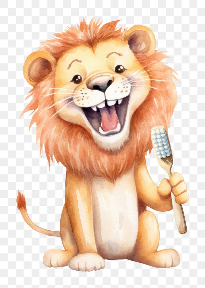 PNG lion nrushing teeth, mammal animal brush. AI generated Image by rawpixel.