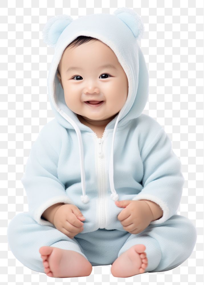 PNG  Asian cute new born baby sweatshirt portrait sitting. AI generated Image by rawpixel.