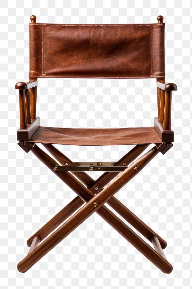 PNG Cinema director folding chair furniture white background leather. AI generated Image by rawpixel.