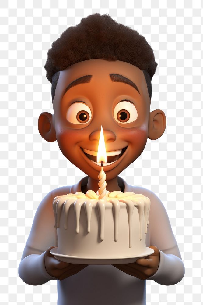 PNG African american boy candle cake dessert. AI generated Image by rawpixel.