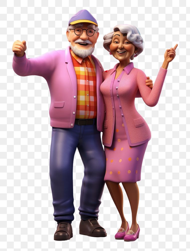 PNG Senior couple balloon cartoon adult. AI generated Image by rawpixel.