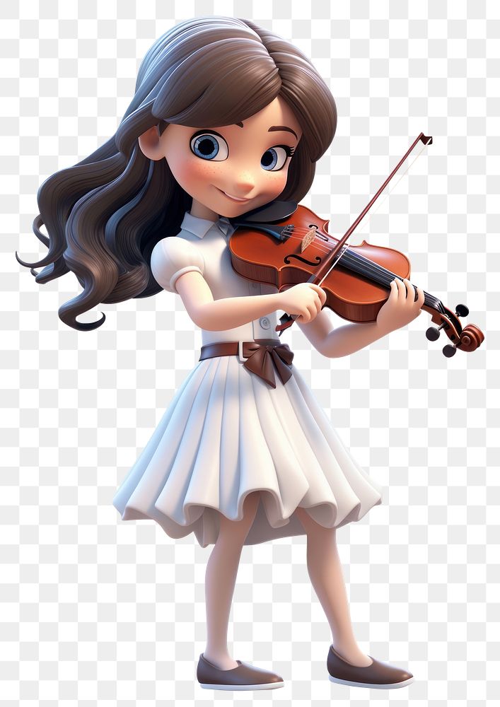 PNG Girl play violin cartoon cute girl. AI generated Image by rawpixel.
