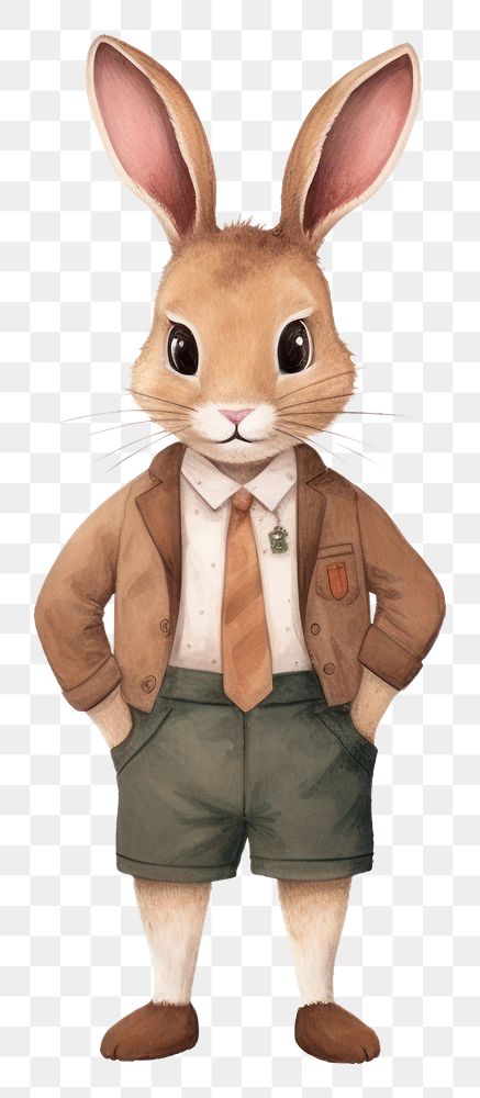 PNG Rabbit wear student cartoon animal standing. AI generated Image by rawpixel.