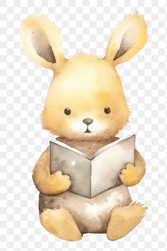 PNG Rabbit reading a book cartoon mammal animal. 