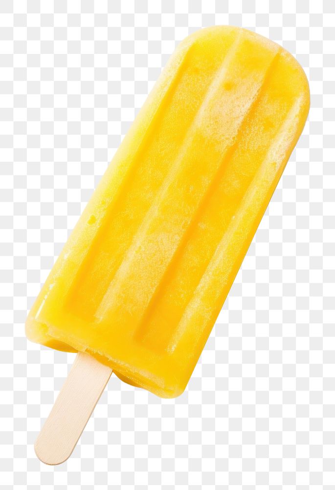 PNG yellow popsicle, flat lay, transparent background