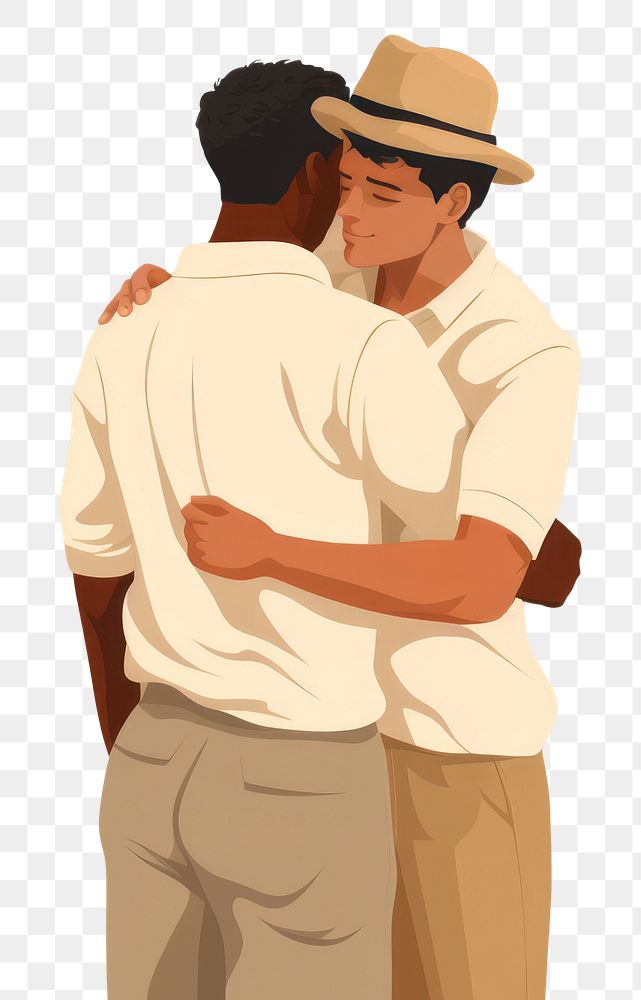 PNG 2 male adult hug togetherness. AI generated Image by rawpixel.