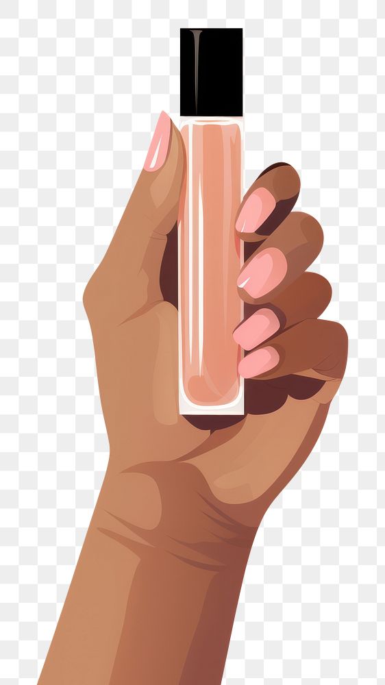 PNG Hand cosmetics bottle lipstick. AI generated Image by rawpixel.