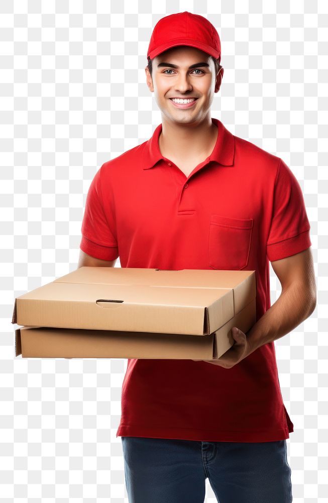 PNG Guy holding pizza box cardboard adult white background. AI generated Image by rawpixel.