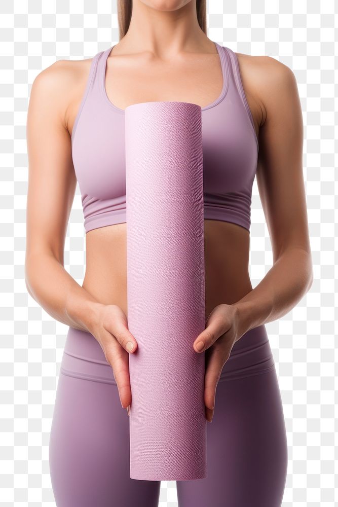 PNG Holding a yoga mat adult woman undergarment. 