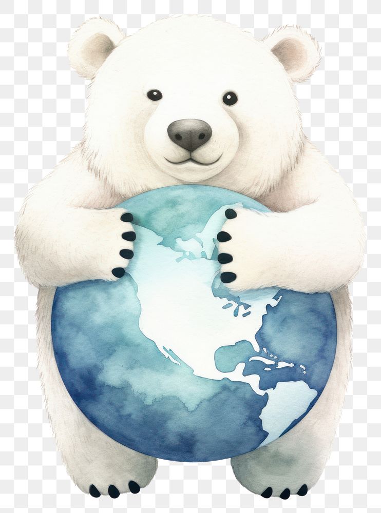 PNG Polar bear holding earth mammal animal space. AI generated Image by rawpixel.