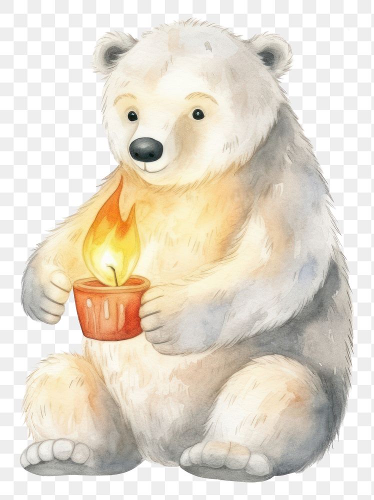 PNG Polar bear holding firer earth mammal animal cute. AI generated Image by rawpixel.