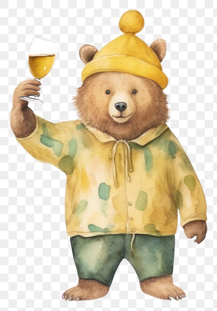 PNG Bear champagne drinking toy. AI generated Image by rawpixel.