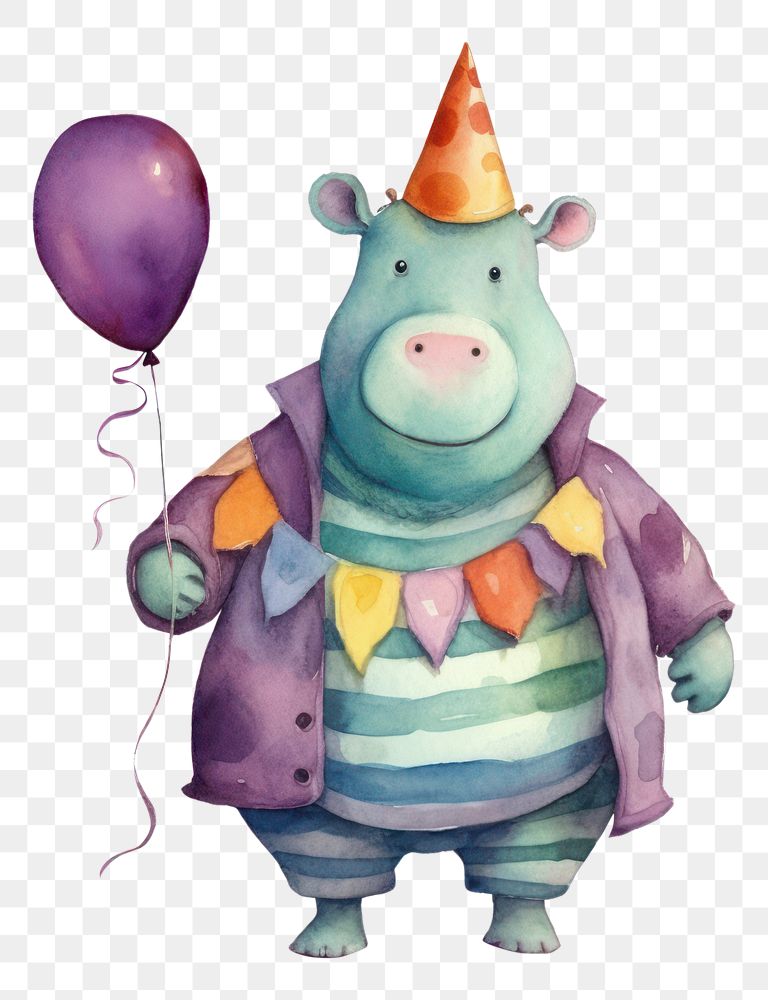 PNG Hippo standing balloon mammal animal. AI generated Image by rawpixel.