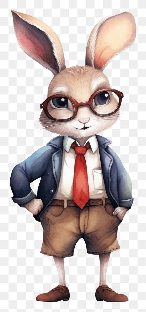 PNG Rabbit business glasses cartoon animal. AI generated Image by rawpixel.