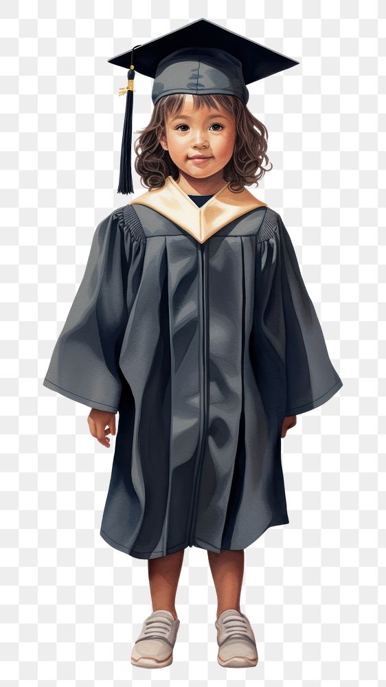 PNG Kid wearing graduation gown student child white background. AI generated Image by rawpixel.