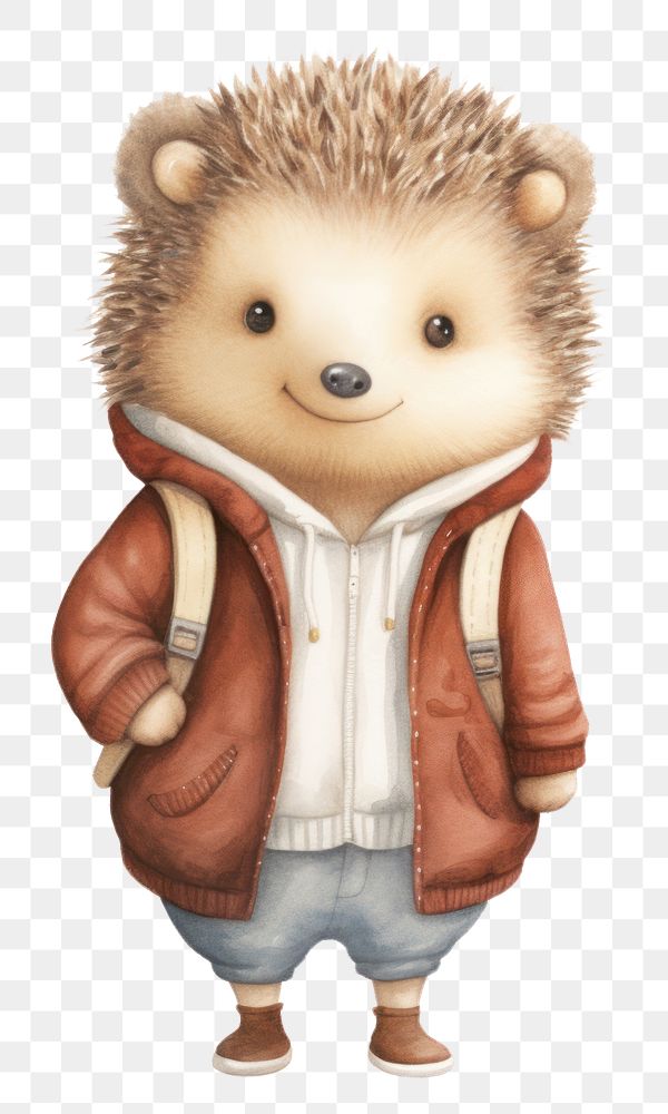 PNG Hedgehog character wearing student costume mammal white background representation. AI generated Image by rawpixel.