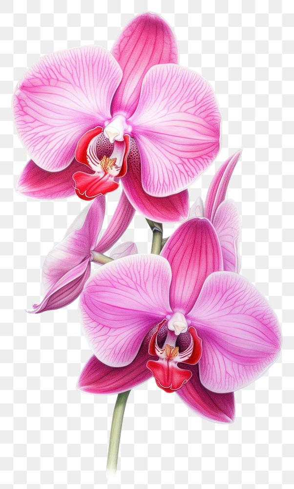 PNG  Orchids flower petal plant white background. AI generated Image by rawpixel.